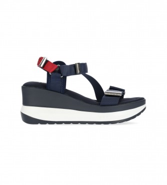 Chika10 Sandals Roco 02 navy -Height wedge 5cm - ESD Store fashion, footwear and accessories best brands shoes and designer shoes