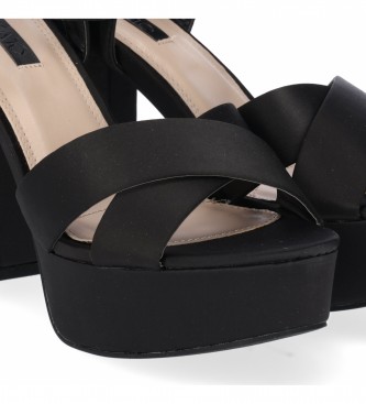 Chika10 Sandals New Taylor 01 -Altura calcanhar de cetim preto: 12cm-