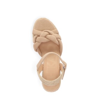 Chika10 Sandals Violet 08 beige -Height 8cm wedge