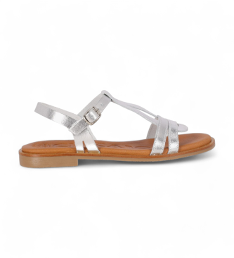 Chika10 Algarroba 01 silver leather sandals
