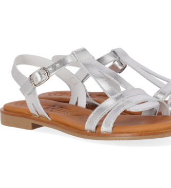 Chika10 Algarroba 01 srebrni usnjeni sandali