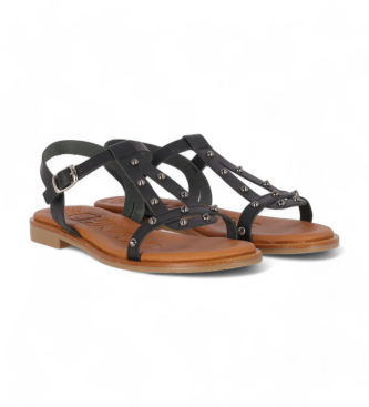 Chika10 Algarroba 02 Ledersandalen schwarz