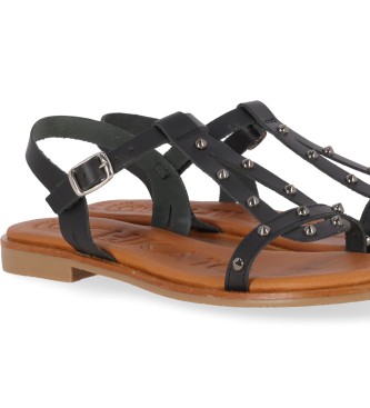 Chika10 Leren sandalen Algarroba 02 zwart