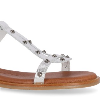 Chika10 Algarroba 02 srebrni usnjeni sandali