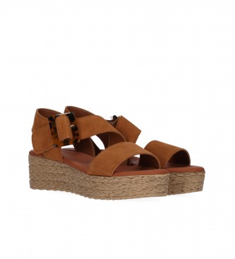 Chika10 Leather Sandals Athenea 05 brown -Platform height 5,5cm