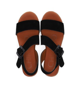 Chika10 Leren sandalen Athenea 05N zwart