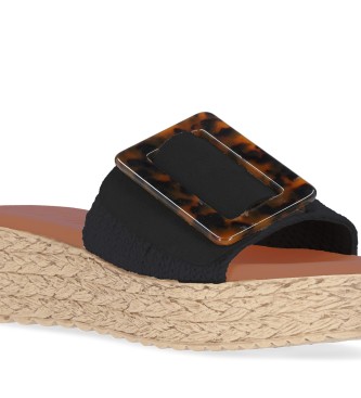 Chika10 Leather Sandals Athenea 15 black -Platform height 5,5cm