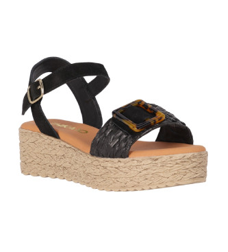 Chika10 Leather Sandals Athenea 18 black -Height wedge 5cm