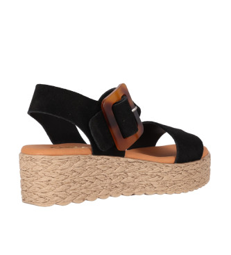 Chika10 Leather Sandals Athenea 19 black -Height wedge 5cm