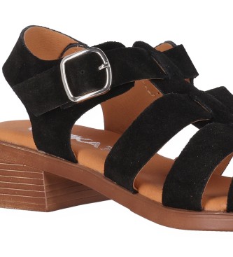 Chika10 Binka 02 Leather Sandals preto