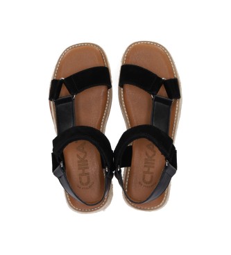 Chika10 Leather sandals Bonita 09 Black