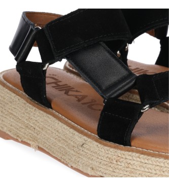 Chika10 Leather sandals Bonita 09 Black