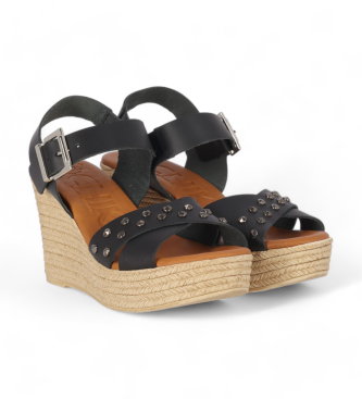 Chika10 Leren sandalen Casares 01 zwart