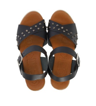 Chika10 Leren sandalen Casares 01 zwart