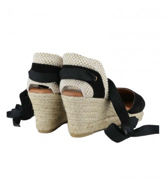 Chika10 Leather sandals Cibeles 02 beige, black -Height: 6cm