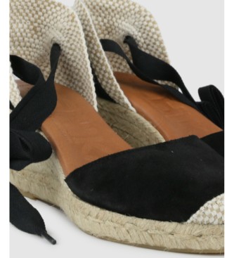Chika10 Leather sandals Cibeles 02 beige, black -Height: 6cm