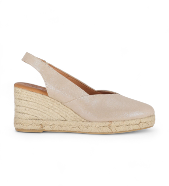 Chika10 Espadrillas Cibeles in pelle 11 oro - Altezza zeppa 6 cm