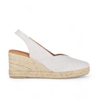 Chika10 Cibeles 11 srebrne usnjene espadrile -Višina 6 cm klina