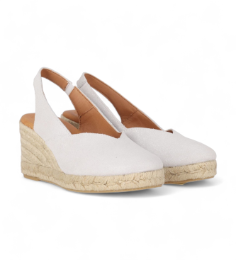 Chika10 Cibeles 11 srebrne skórzane espadryle - wysokość klina 6 cm