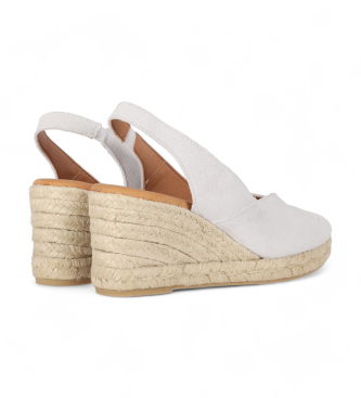 Chika10 Cibeles 11 srebrne skórzane espadryle - wysokość klina 6 cm