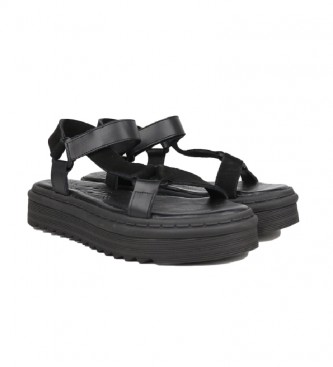 Chika10 Leather sandals Cinnamon 01 black