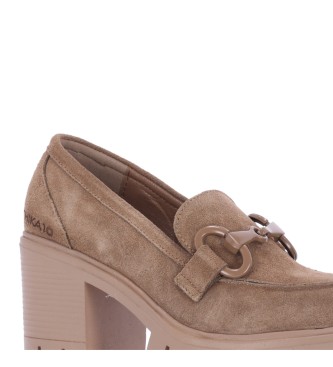 Chika10 Conde 01 chaussures en cuir taupe - Hauteur du talon 7cm