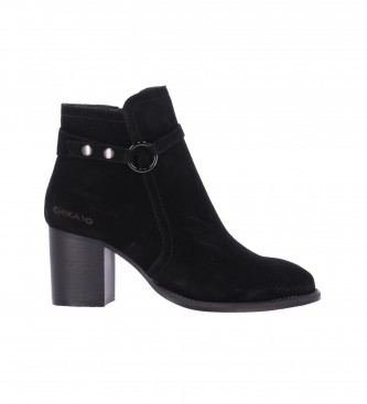 Chika10 Botines de Piel Espuela 04 negro