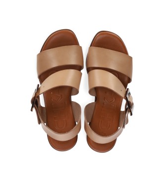 Chika10 Gotica 08 beige leather sandals -Heel height 5,5cm