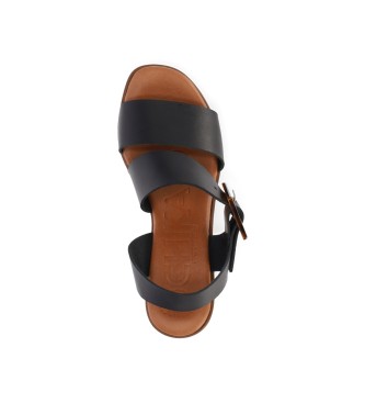 Chika10 Gotica 08 sandlias de couro preto -Altura do calcanhar 5,5cm