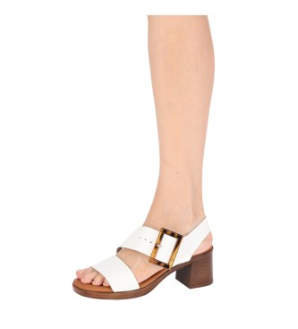 Chika10 Skórzane sandały Gotica 08N białe -Wysokość obcasa 5cm