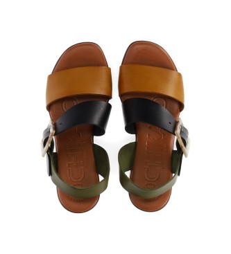 Chika10 Skórzane sandały Gotica 08N zielone -Wysokość obcasa 5cm