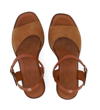 Chika10 Gotica Leather Sandals Up 04 brown
