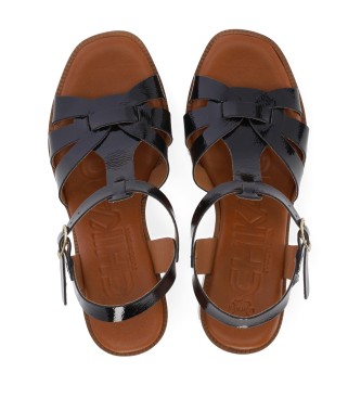 Chika10 Gotica Leather Sandals Up 06 black