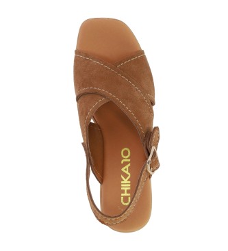 Chika10 Sandales en cuir Hachi 02 marron - Hauteur du talon 5cm