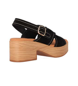 Chika10 Usnjene sandale Hachi 02 črne -Višina pete 5 cm