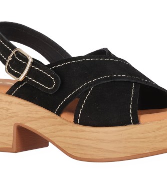 Chika10 Leather Sandals Hachi 02 black -Heel height 5cm