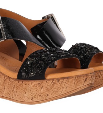 Chika10 Leather Sandals Monaco 01 black