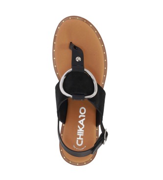 Chika10 Musaka 01 Leather Sandals Preto