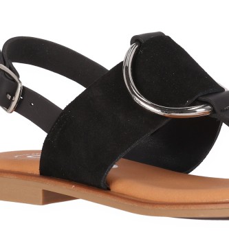 Chika10 Musaka 01 Leather Sandals Preto