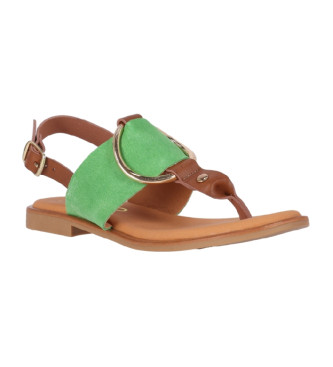 Chika10 Leather sandals Musaka 01 Green