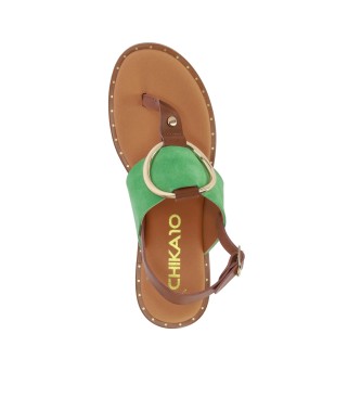 Chika10 Leren sandalen Musaka 01 Groen