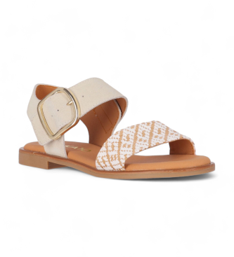 Chika10 Leren sandalen Musaka 03 beige