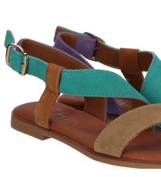 Chika10 Leather sandals Naira 07 Turquoise