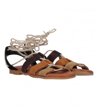 Chika10 Leather sandals Naira 08 Brown