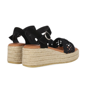 Chika10 Leather Sandals New Bonita 05 black -Height wedge 6cm