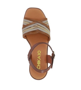 Chika10 Leren sandalen New Godo 01 bruin
