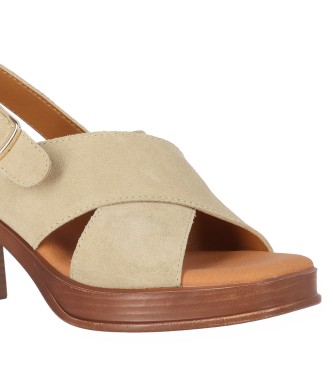 Chika10 Nuovi sandali in pelle beige Godo 03 - Altezza tacco 7 cm