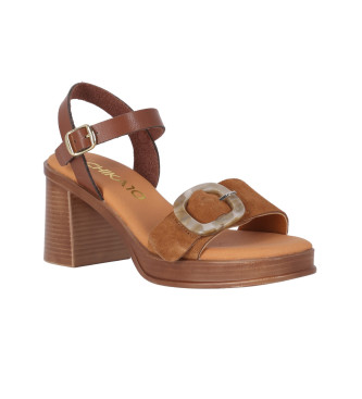 Chika10 Nuovi sandali Godo 04 in pelle marrone - Altezza tacco 7 cm