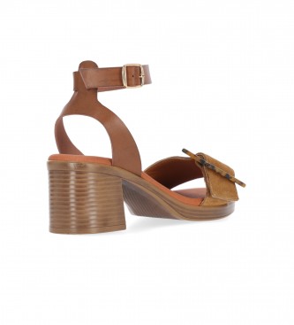 Chika10 Usnjeni sandali New Gotica 02 brown -Višina pete 6 cm