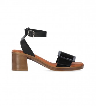 Chika10 Lederen sandalen New Gotica 02 zwart -Helphoogte 6cm
